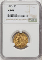 1913 $5 Indian Half Eagle NGC MS63 (771965003)
