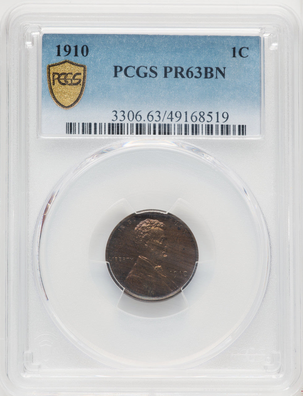 1910 1C BN Proof Lincoln Cent PCGS PR63