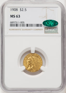 1908 $2.50 CACG Plus Indian Quarter Eagle CACG MS63+
