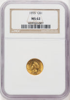 1855 G$1 Type Two Gold Dollar NGC MS62 (771966003)
