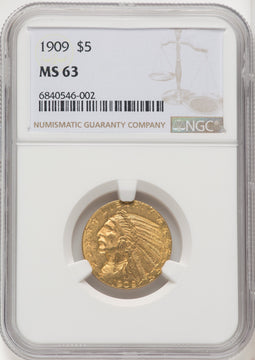 1909 $5 Indian Half Eagle NGC MS63 (771493018)