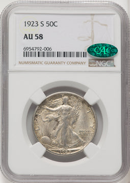 1923-S 50C Walking Liberty Half Dollar CACG AU58