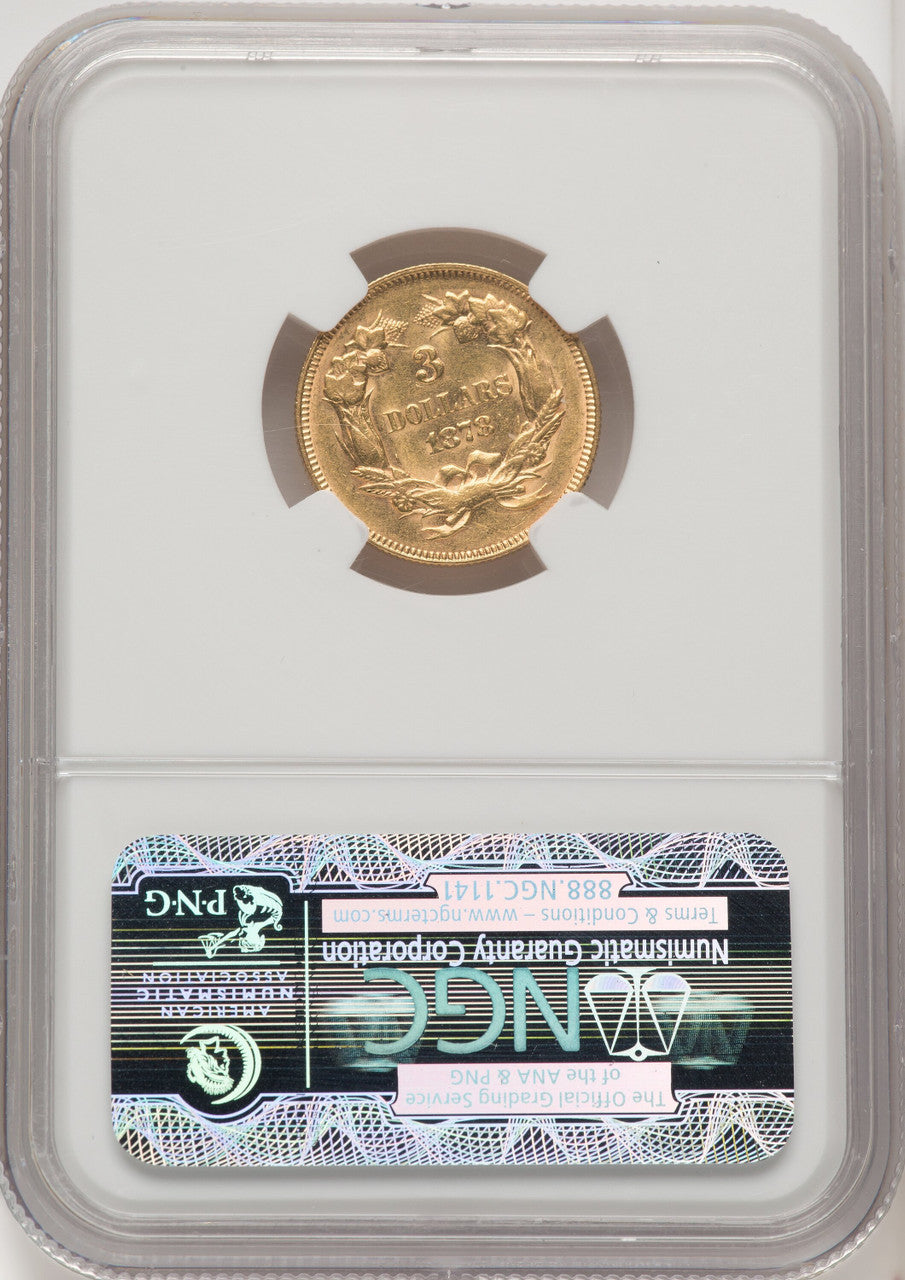 1878 $3 Three Dollar Gold Pieces NGC AU55 (771966011)