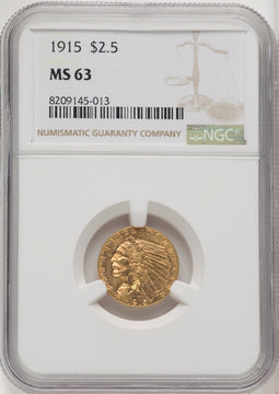 1915 $2.50 Indian Quarter Eagle NGC MS63 (771966010)