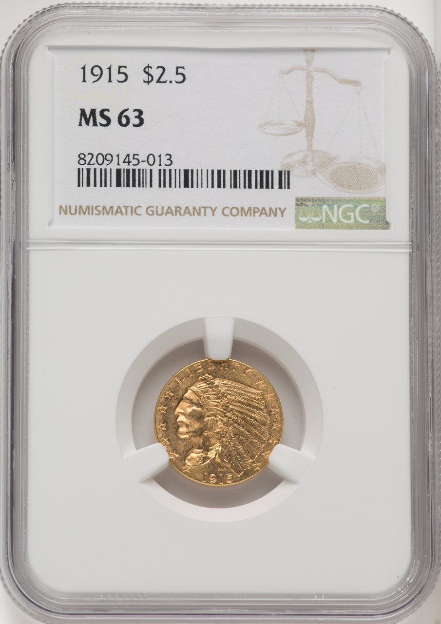 1915 $2.50 Indian Quarter Eagle NGC MS63 (771966010)