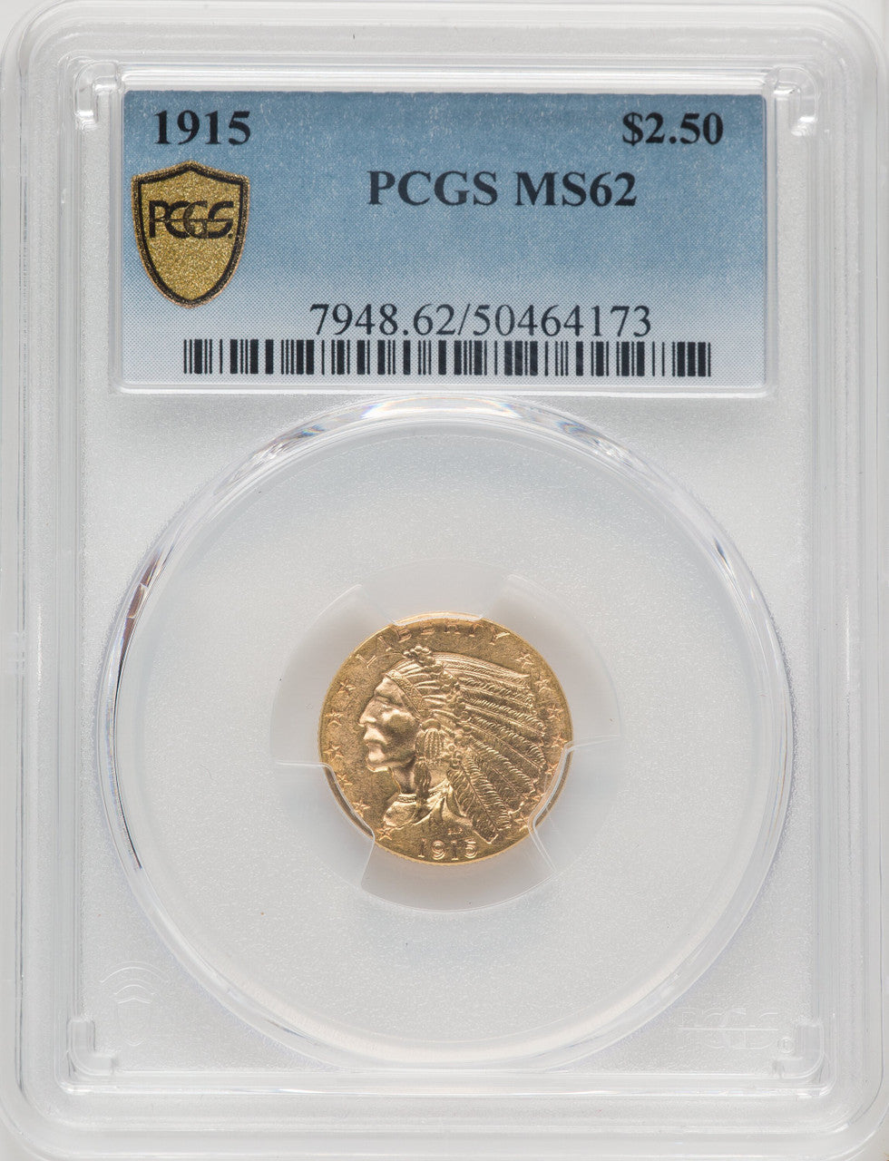 1915 $2.50 Indian Quarter Eagle PCGS MS62 (771531003)