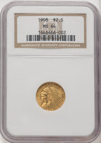 1908 $2.50 Indian Quarter Eagle NGC MS64 (771966007)