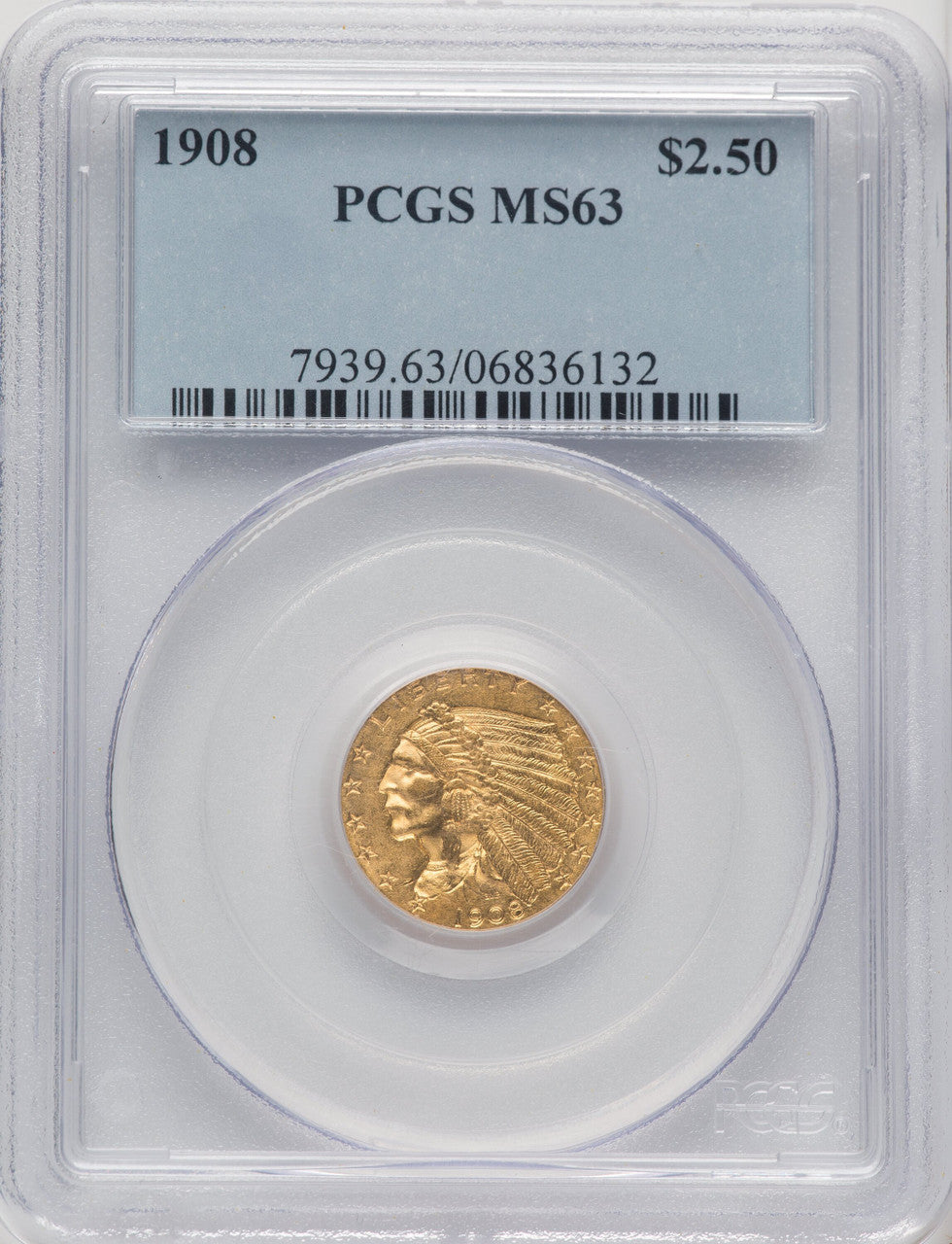 1908 $2.50 Indian Quarter Eagle PCGS MS63 (771966005)