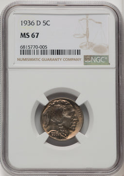 1936-D 5C Buffalo Nickel NGC MS67 (771930002)