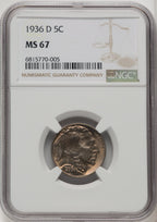 1936-D 5C Buffalo Nickel NGC MS67 (771930002)