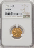 1913 $2.50 Indian Quarter Eagle NGC MS64 (771499002)