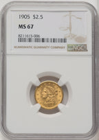 1905 $2.50 Liberty Quarter Eagle NGC MS67 (504882007)