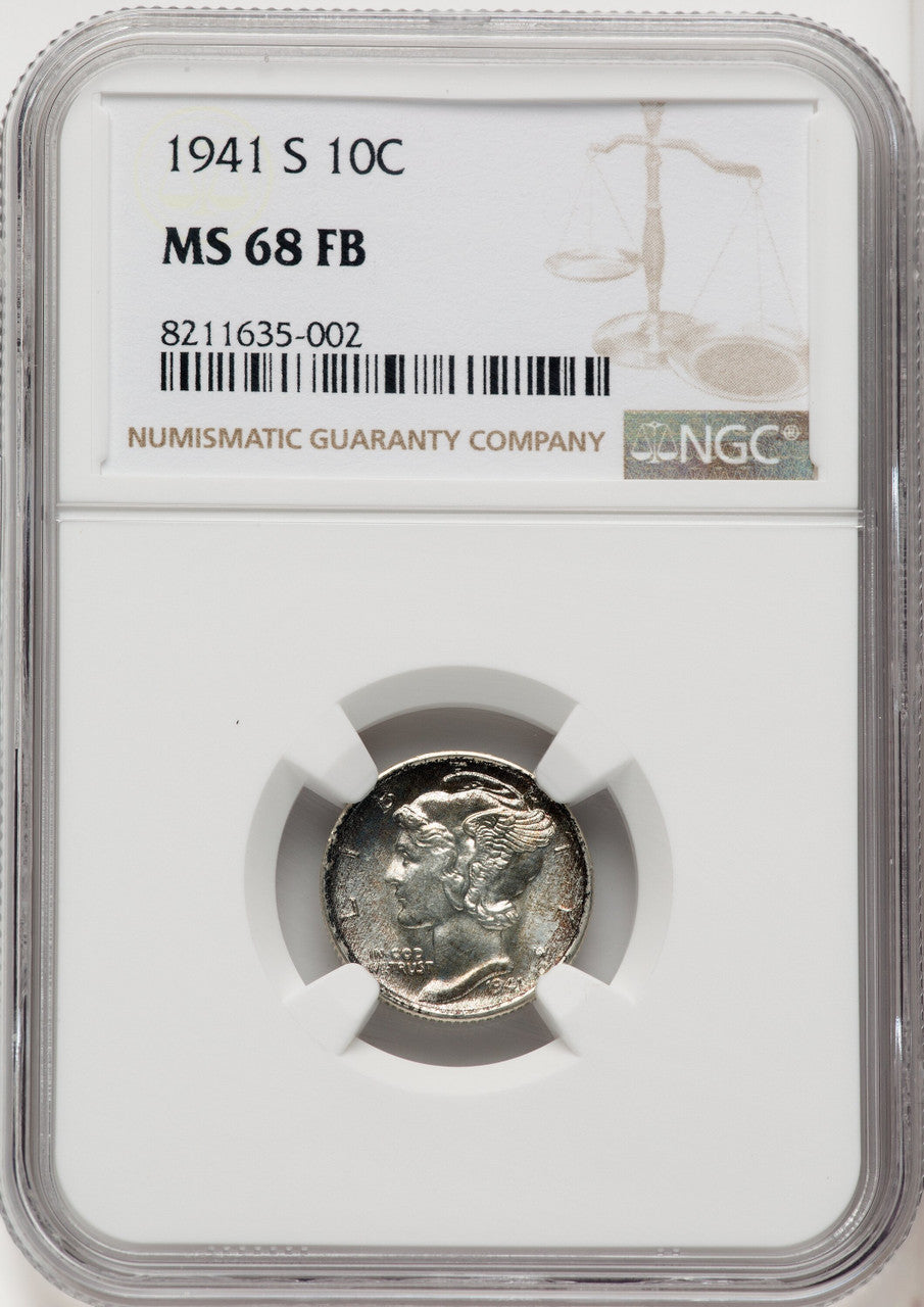 1941-S 10C FB Mercury Dime NGC MS68 (771269007)