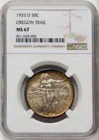 1933-D 50C Oregon Commemorative Silver NGC MS67