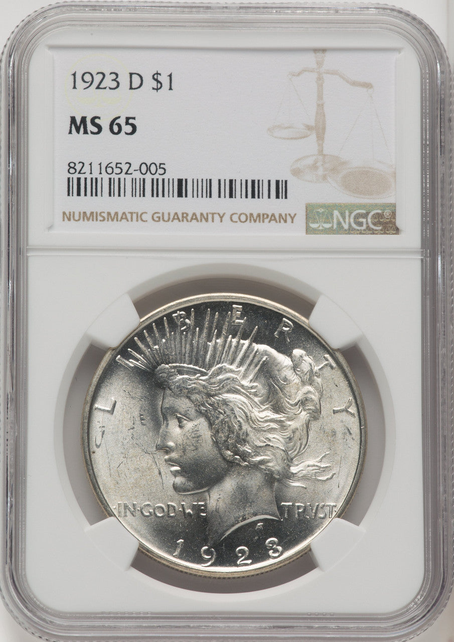 1923-D Peace Dollar NGC MS65