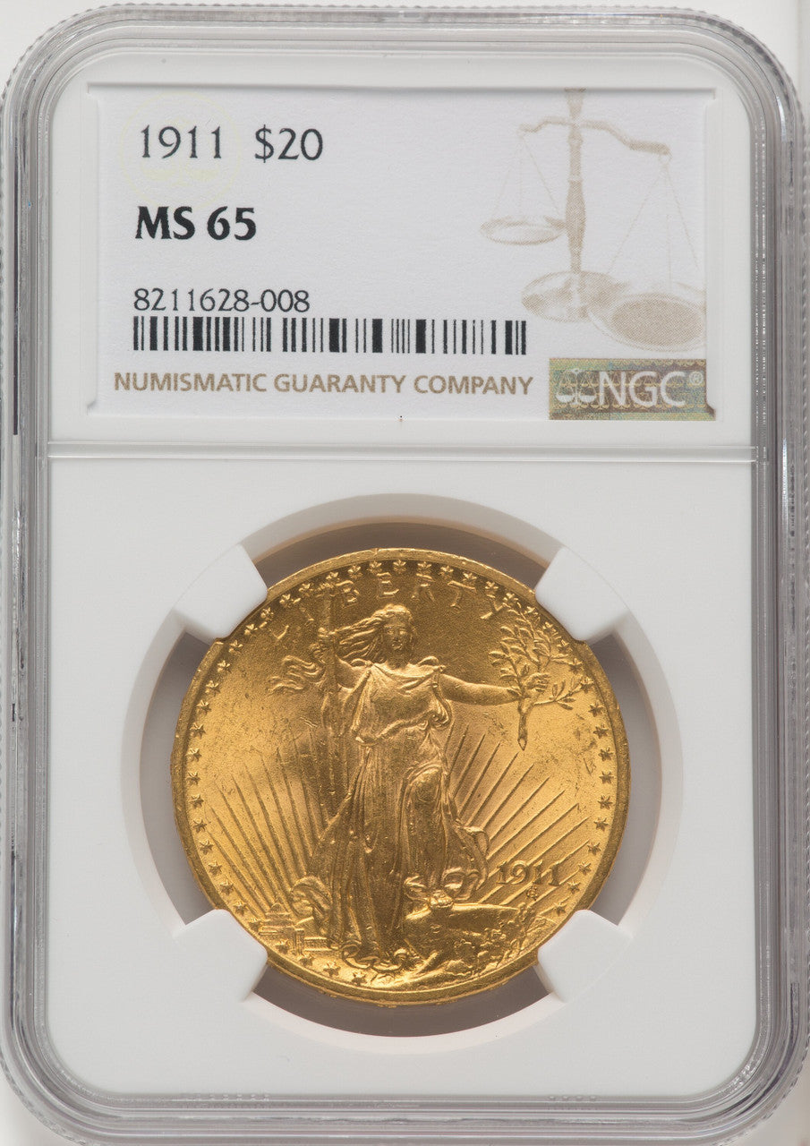 1911 $20 Saint-Gaudens Double Eagle NGC MS65