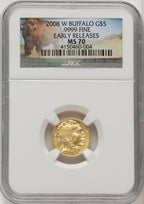 2008-W Gold Buffalo 4-Coin Set ER Bison Label NGC MS70