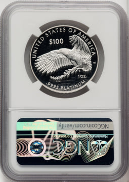 2021-W $100 One-Ounce Platinum Eagle Freedom of Religion First Day of Issue FDI Mike Castle NGC PF70