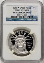 2012-W $100 One-Ounce Platinum Eagle First Strike ER Blue NGC PF70 (771090043)