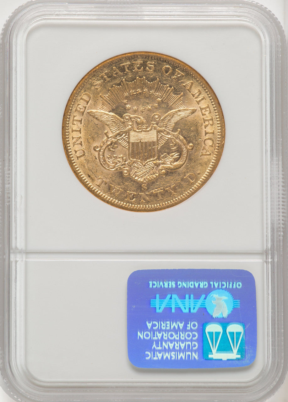 1860-S $20 Liberty Double Eagle NGC AU58