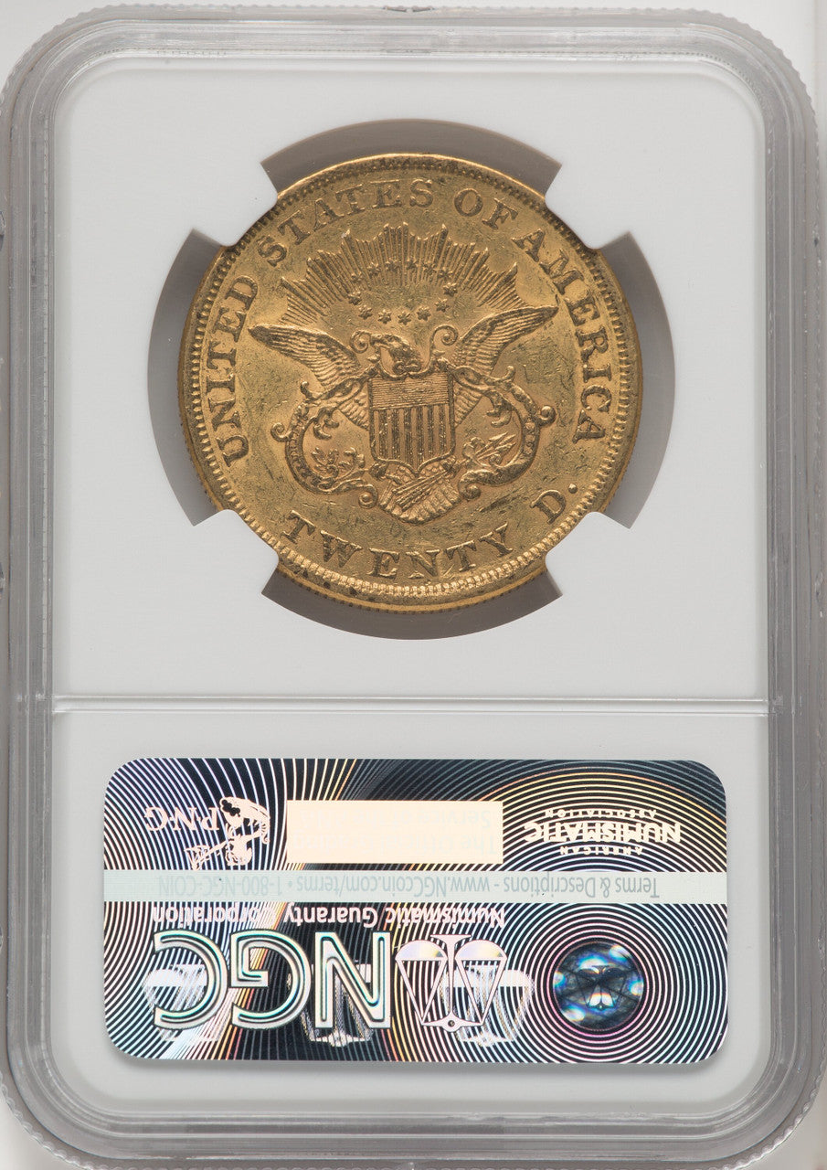 1856 $20 CAC Liberty Double Eagle NGC AU53