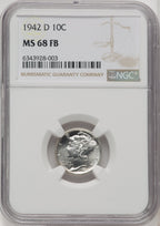 1942-D 10C FB Mercury Dime NGC MS68 (771837011)