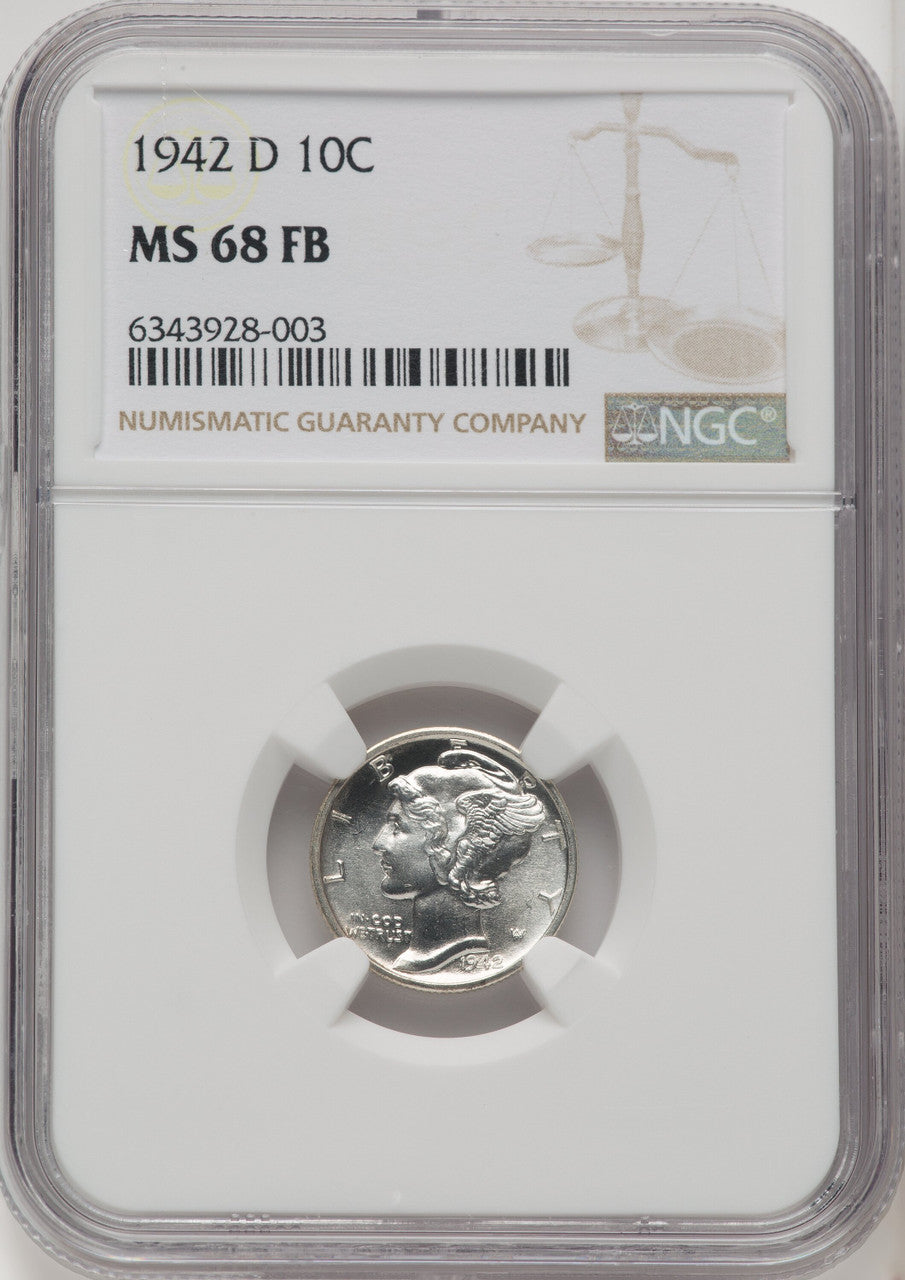 1942-D 10C FB Mercury Dime NGC MS68 (771837011)