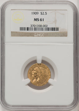 1909 $2.50 Indian Quarter Eagle NGC MS61