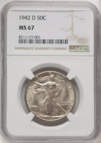 1942-D 50C Walking Liberty Half Dollar NGC MS67 (771821006)