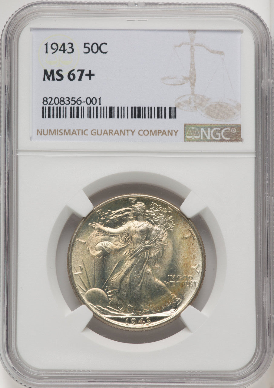 1943 50C Walking Liberty Half Dollar NGC MS67+