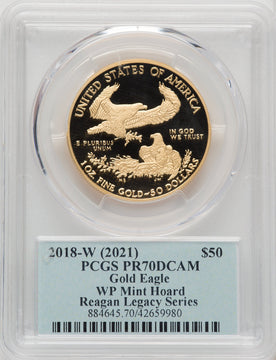 2018-W $50 One Ounce Gold Eagle PCGS PR70 Reagan