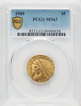 1909 $5 Indian Half Eagle PCGS MS63 (772092001)