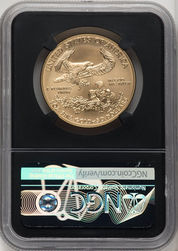 2018-W G$50 One Ounce Burnished Gold Eagle First Day of Issue FDI Joel Iskowitz Blk Core NGC MS70 (771570014)