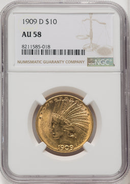 1909-D $10 Indian Eagle NGC AU58 (771721055)
