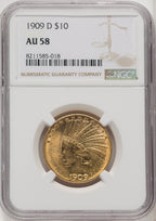 1909-D $10 Indian Eagle NGC AU58 (771721055)