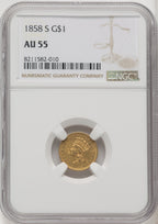 1858-S G$1 Gold Dollar NGC AU55