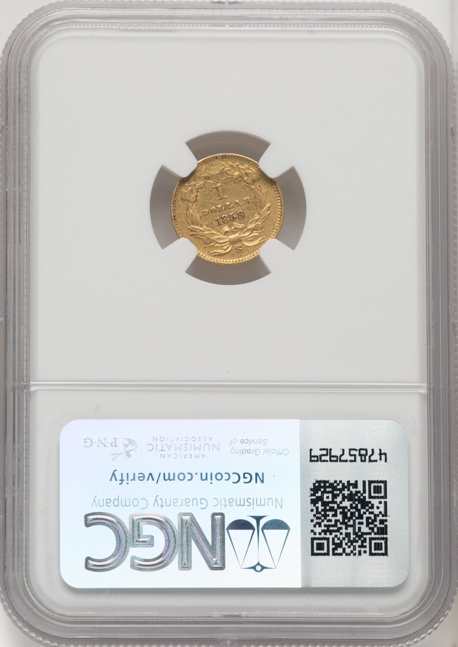 1858-S G$1 Gold Dollar NGC AU55