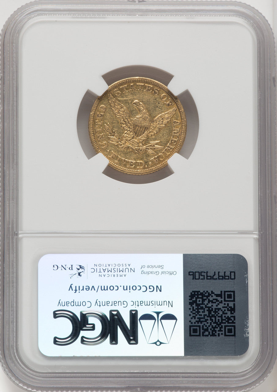 1846 $5 Large Date Liberty Half Eagle NGC AU50 (572216002)