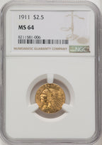 1911 $2.50 Indian Quarter Eagle NGC MS64 (769207001)