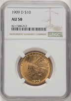 1909-D $10 Indian Eagle CACG AU58