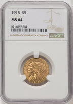 1915 $5 Indian Half Eagle NGC MS64 (177148002)