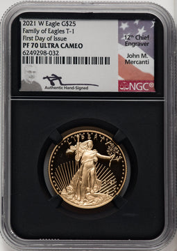 2021-W G$25 Half Ounce Gold Eagle Type One First Day of Issue NGC PF70