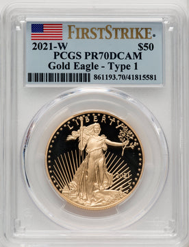 2021-W 1 oz Gold Eagle T-1 First Strike PCGS PR70
