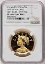 2017-W G$100 American Liberty High Relief Brown Label NGC PF70