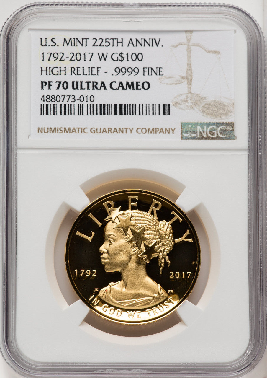 2017-W G$100 American Liberty High Relief Brown Label NGC PF70