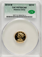2018-W G$10 American Liberty High Relief Non Designation CACG PR70