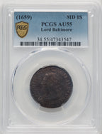 Lord Baltimore Shilling Colonials PCGS AU55