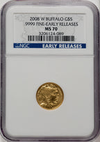 2008-W Gold Buffalo 4-Coin Set ER Blue NGC MS70