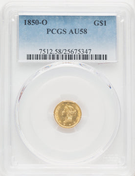 1850-O G$1 Gold Dollar PCGS AU58