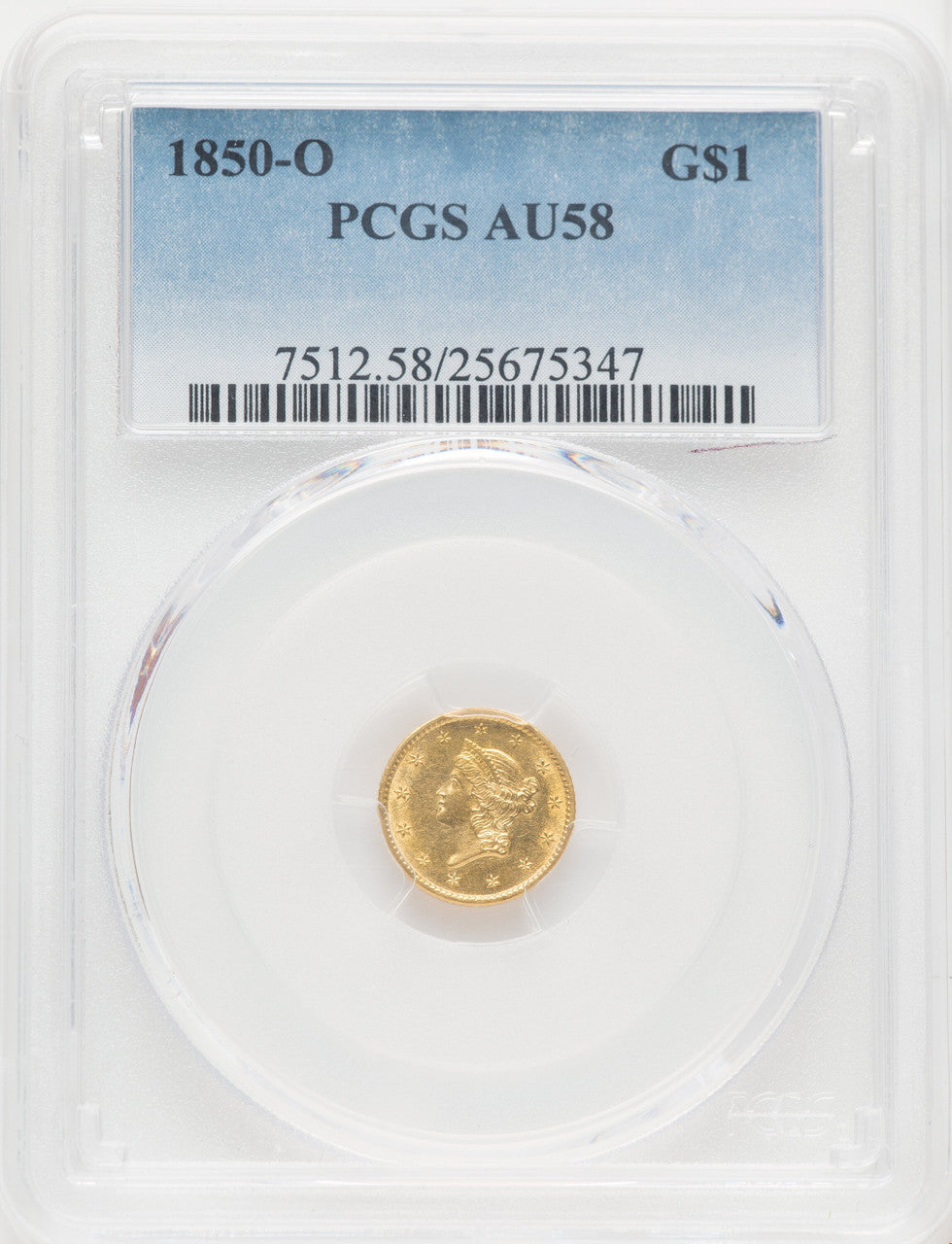 1850-O G$1 Gold Dollar PCGS AU58
